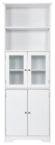 64" Wood 4-door Bathroom Cabinet with Adjustable Shelves