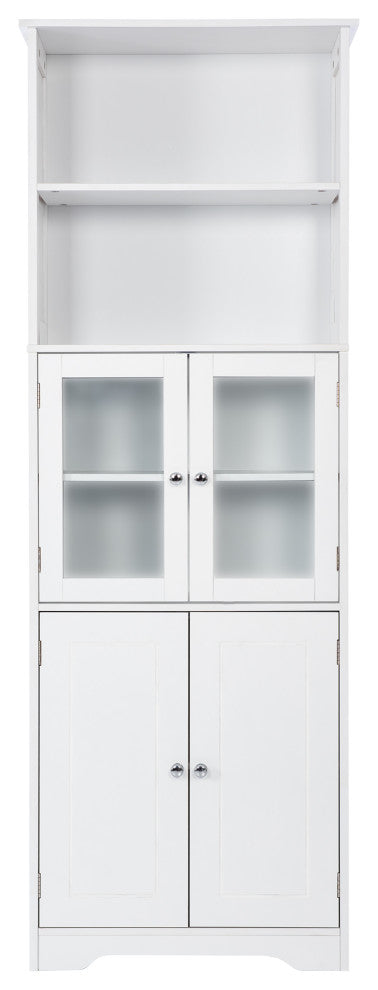 64" Wood 4-door Bathroom Cabinet with Adjustable Shelves