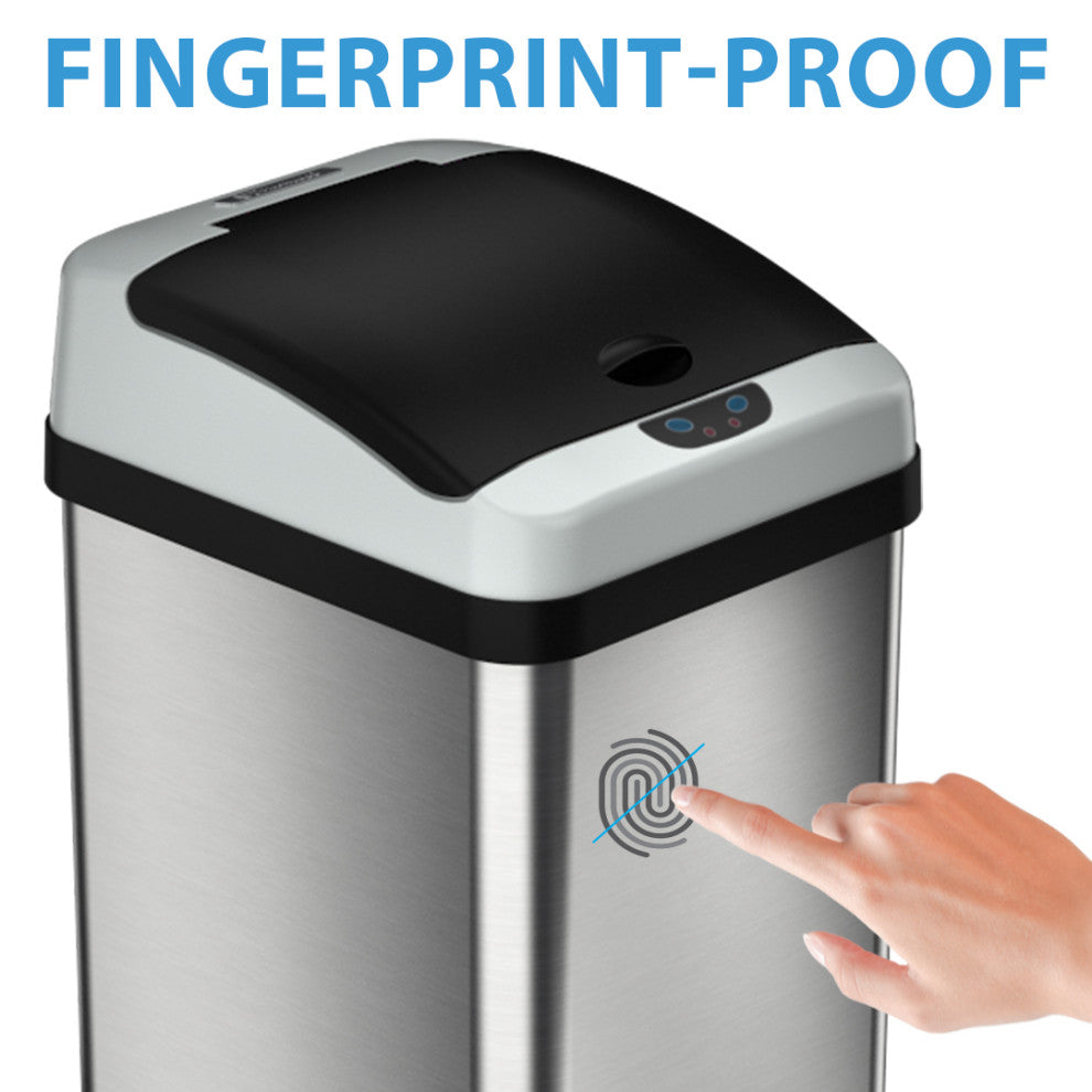 iTouchless 13 Gallon Platinum Sensor Trash Can with AbsorbX Odor Control System
