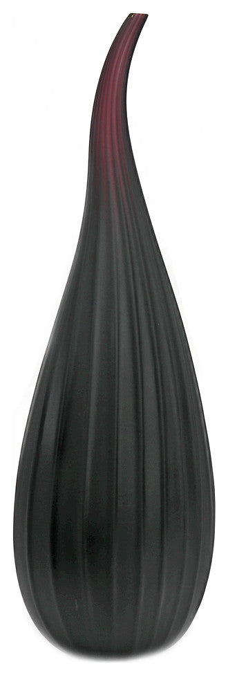 Murano Glass Stripe Vase, Black
