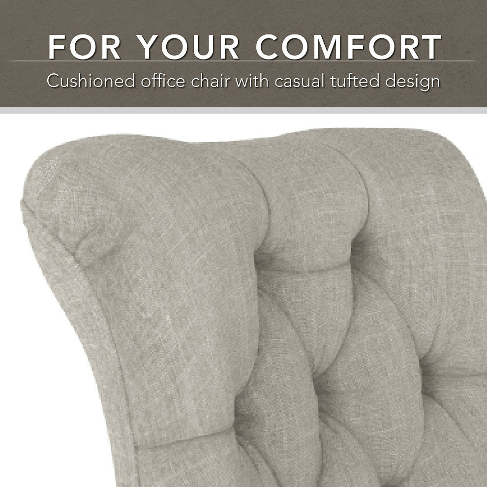 Key West Mid Back Tufted Office Chair, Light Gray Fabric