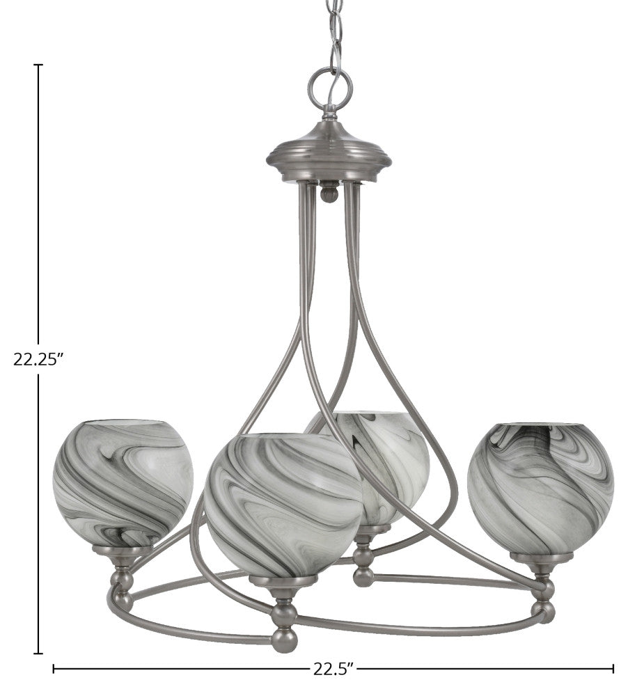 Capri 4-Light Chandelier, Brushed Nickel/Onyx Swirl