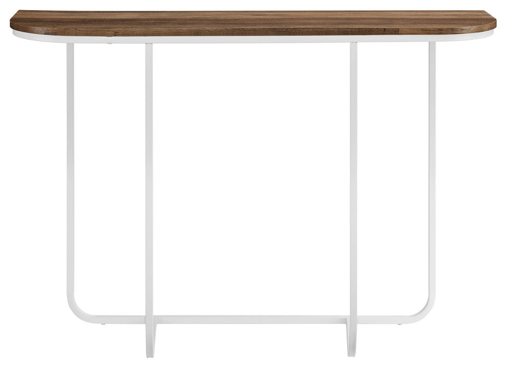 Harley 44" Modern Curved Entry Table - Rustic Oak/White