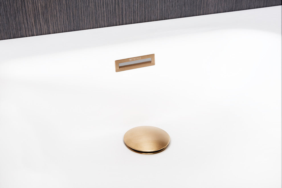 Cube Bath 11 60x32x21, Glossy, Satin Brass Overflow