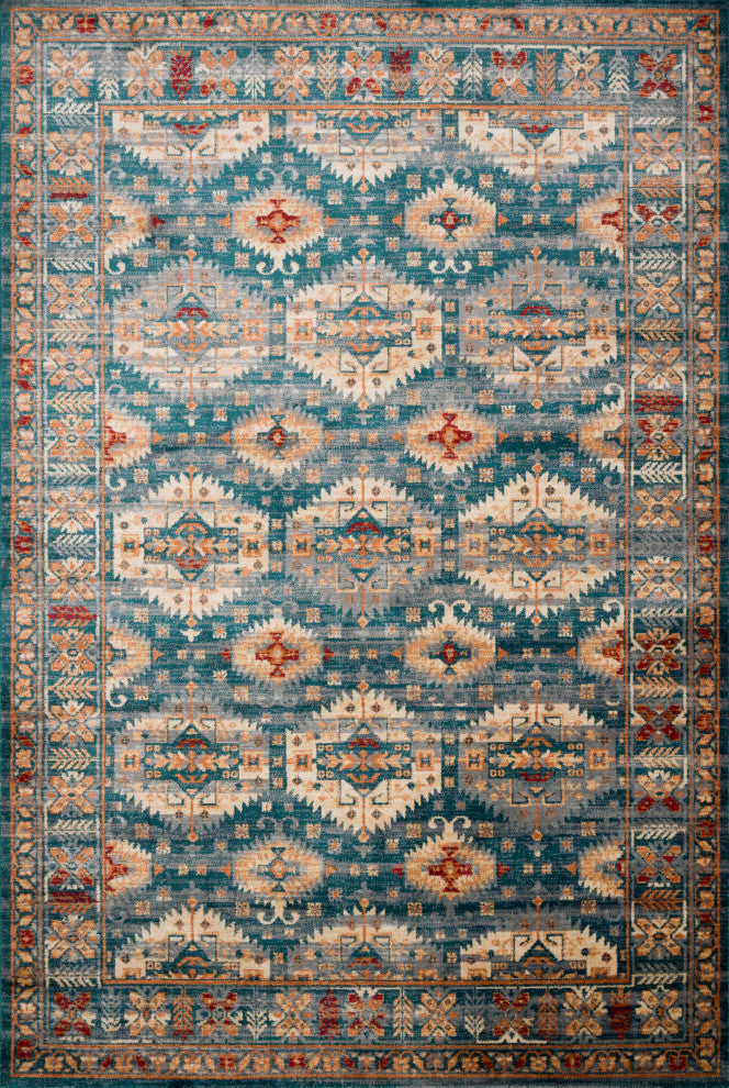 Isadora Rug, Lagoon and Multi, 2'x3'