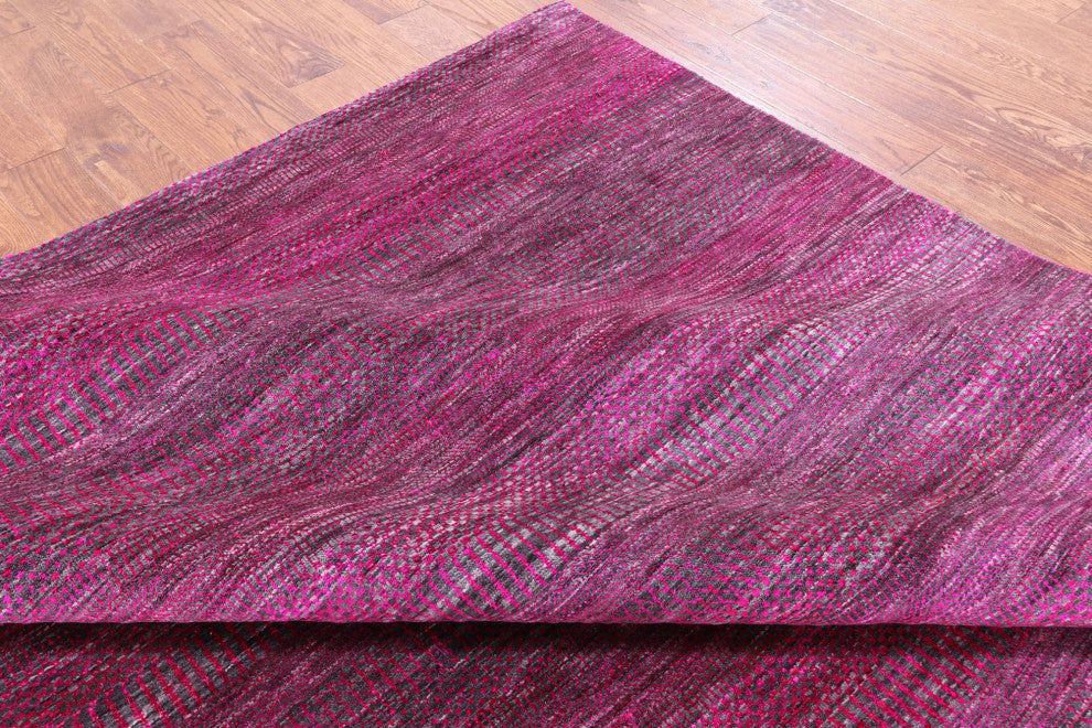 8' 2" X 10' 1" Wool and Silk Super Savannah Gabbeh Hand-Knotted Rug Q6109