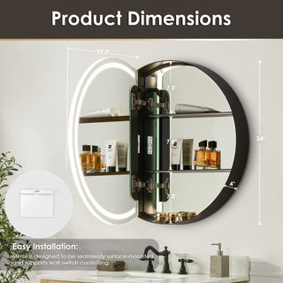 Radiant Frameless Surface-Mount LED Lighted Bathroom Medicine Cabinet, 24"