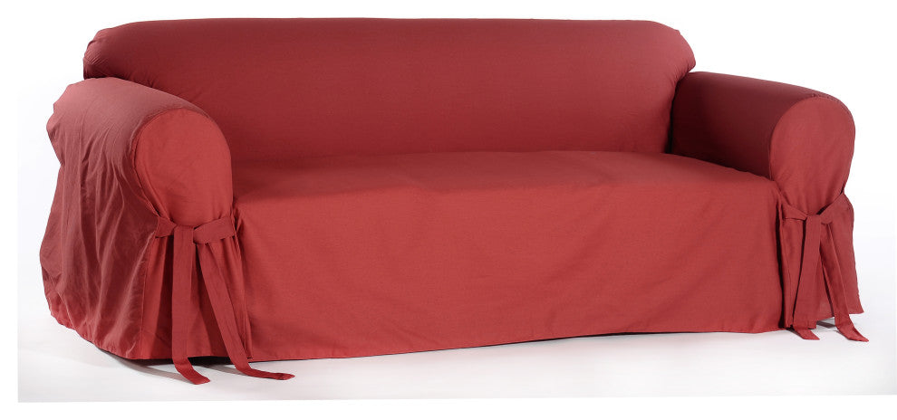 Classic Slipcovers Cotton Duck 1-Piece Sofa Slipcover, Red