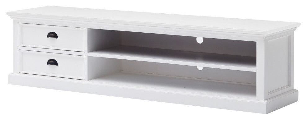 71" Classic White Entertainment Unit With Two Drawers