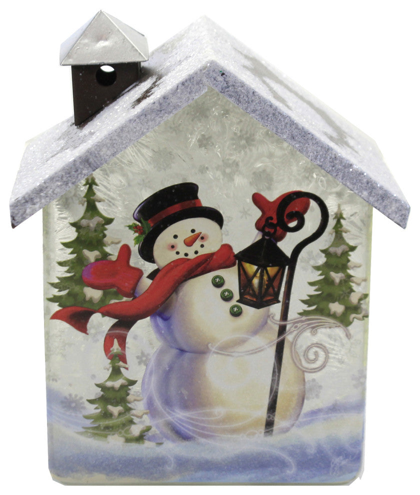 Stony Creek Jolly Snowman Small Glass House Christmas Trees Lantern Gls0292