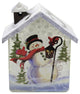 Stony Creek Jolly Snowman Small Glass House Christmas Trees Lantern Gls0292