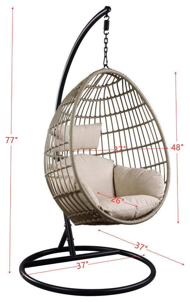 Outdoor Wicker Swing Chair Hanging Egg Chair With Cushion and Pillow