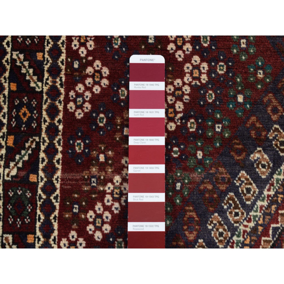 Blue Vintage Persian Shiraz Design Pure Wool Hand Knotted Rug 4'1" x 5'9"