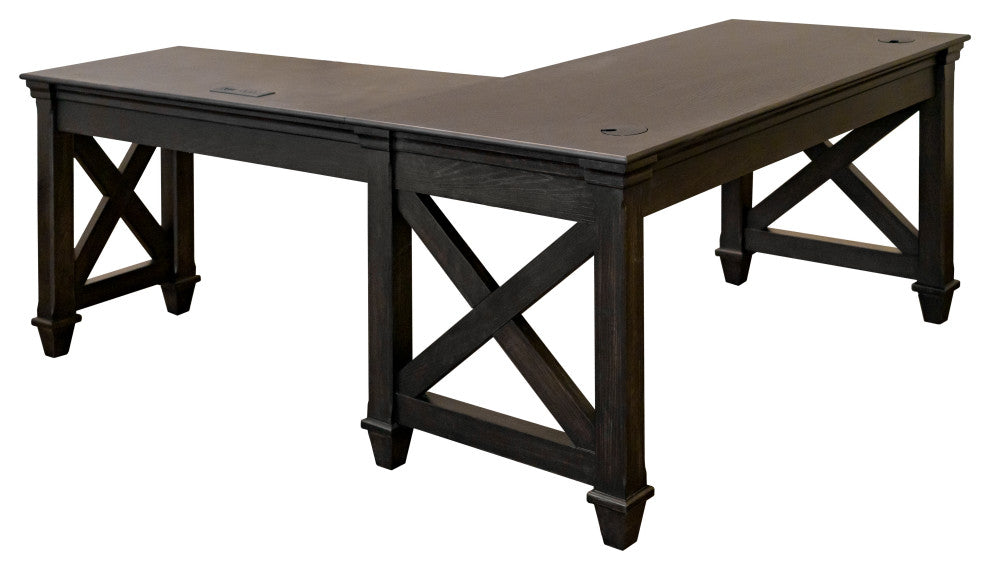 Traditional Wood Electronic Sit Stand Desk Dark Brown