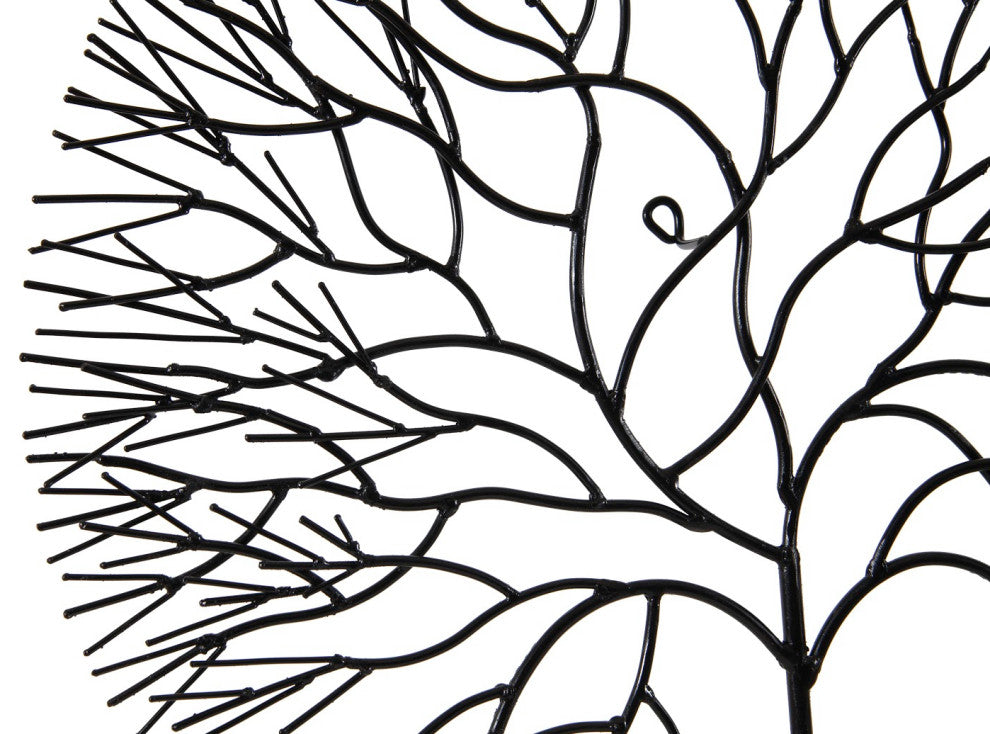 Wire Tree Wall Art, Circle, Metal, Black, Medium