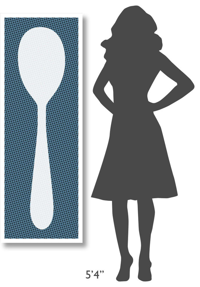 "Mealtime: White on Blue with Dots - Spoon" Paper Print by BG.Studio, 20"x56"