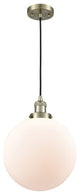 Beacon Mini Pendant, Antique Brass, Matte White