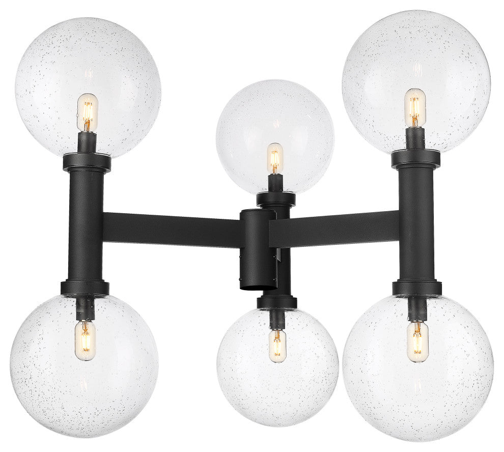 Zlite 599BP6-BK 6-Light Outdoor Post Mount Fixture, Clear Seedy