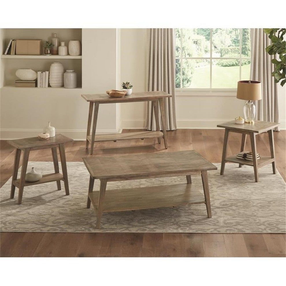 Home Square Wood Chairside End Table in Natural - Set of 2