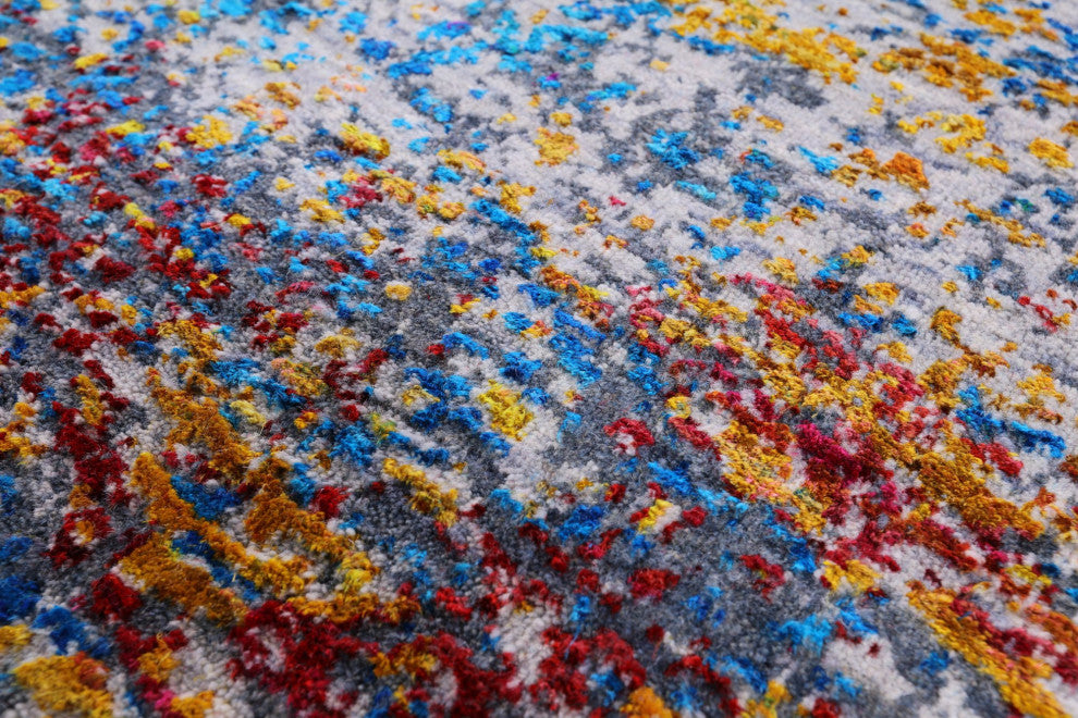 Abstract Hand Knotted Wool and Silk Rug 8' 1" X 10' 2" Q11849