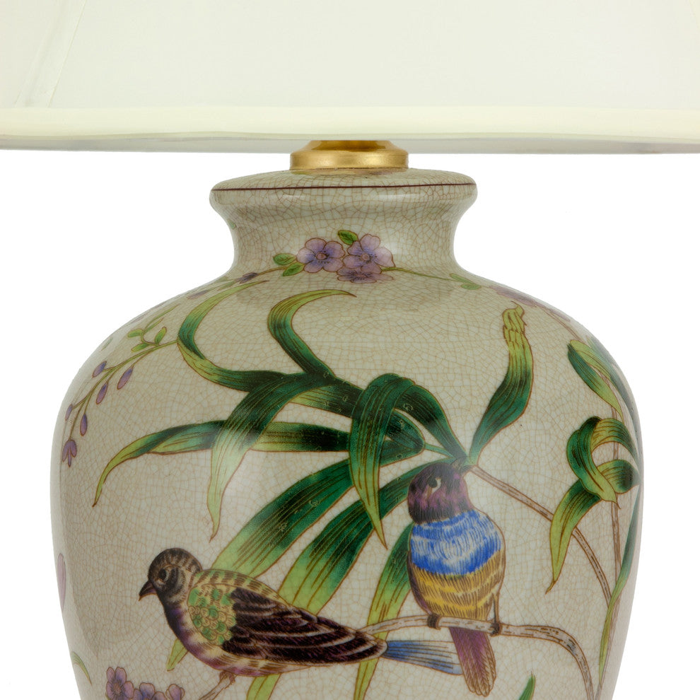 29" Floral White Porcelain Lamp