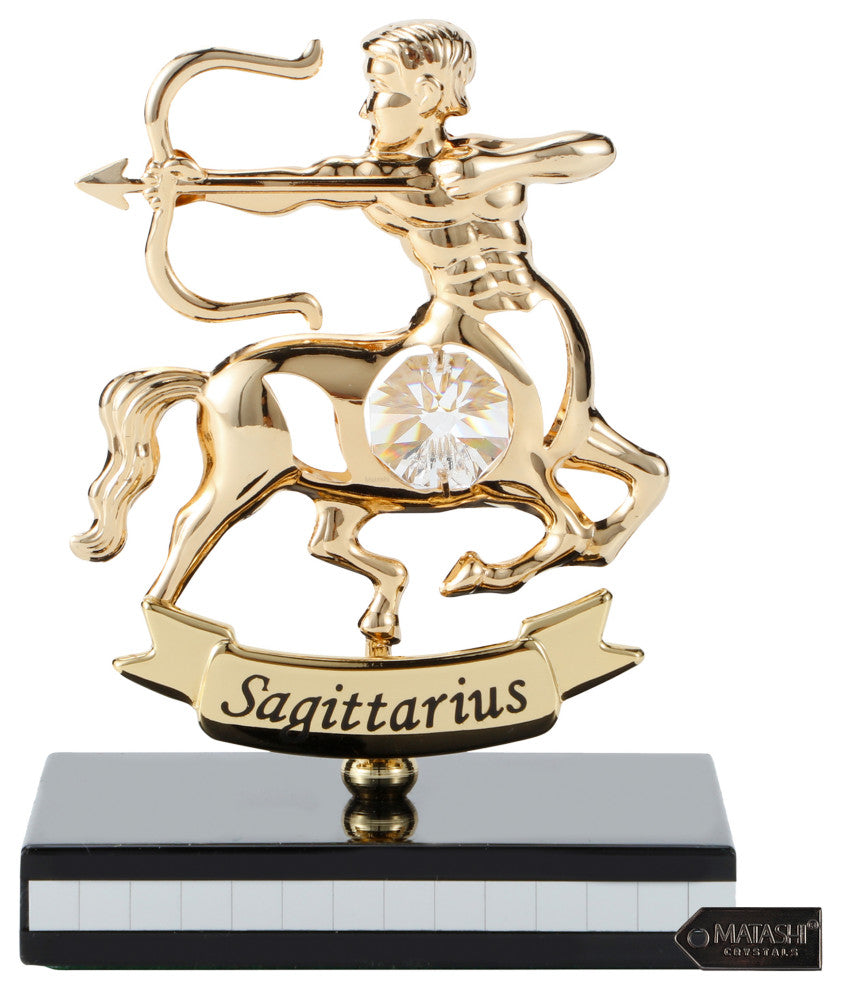 Matashi 24K Gold Plated Zodiac Astrological Figurine With Crystals, Sagittarius