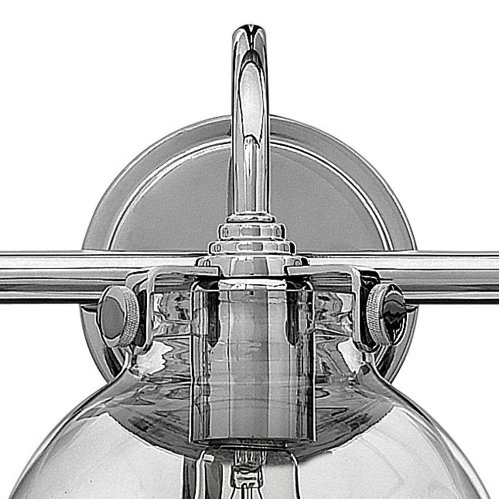 Hinkley Congress Medium Globe Glass Three Light Vanity, Chrome