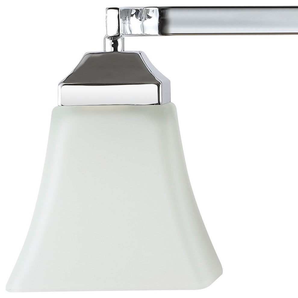 Staunton 1-Light Iron/Glass Modern Cottage LED Vanity Light, Chrome, 4-Light