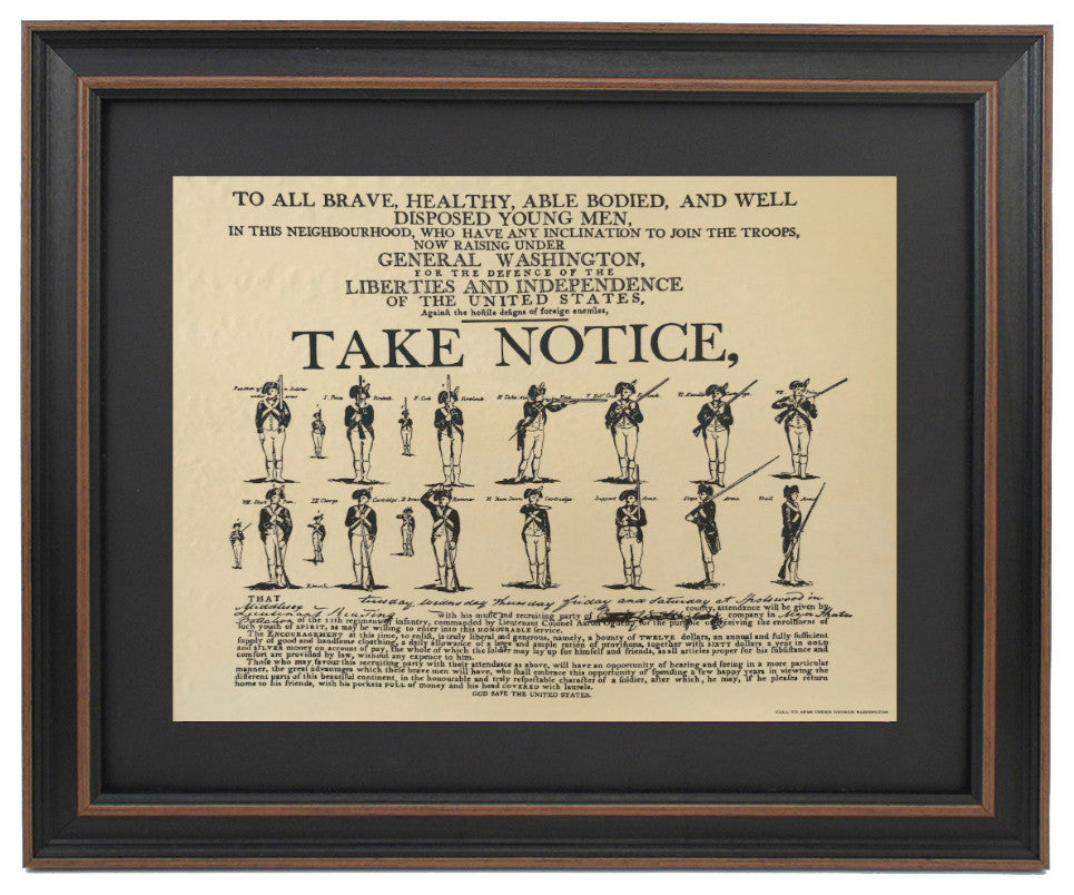 Framed Call to Arms Poster Under General Washington