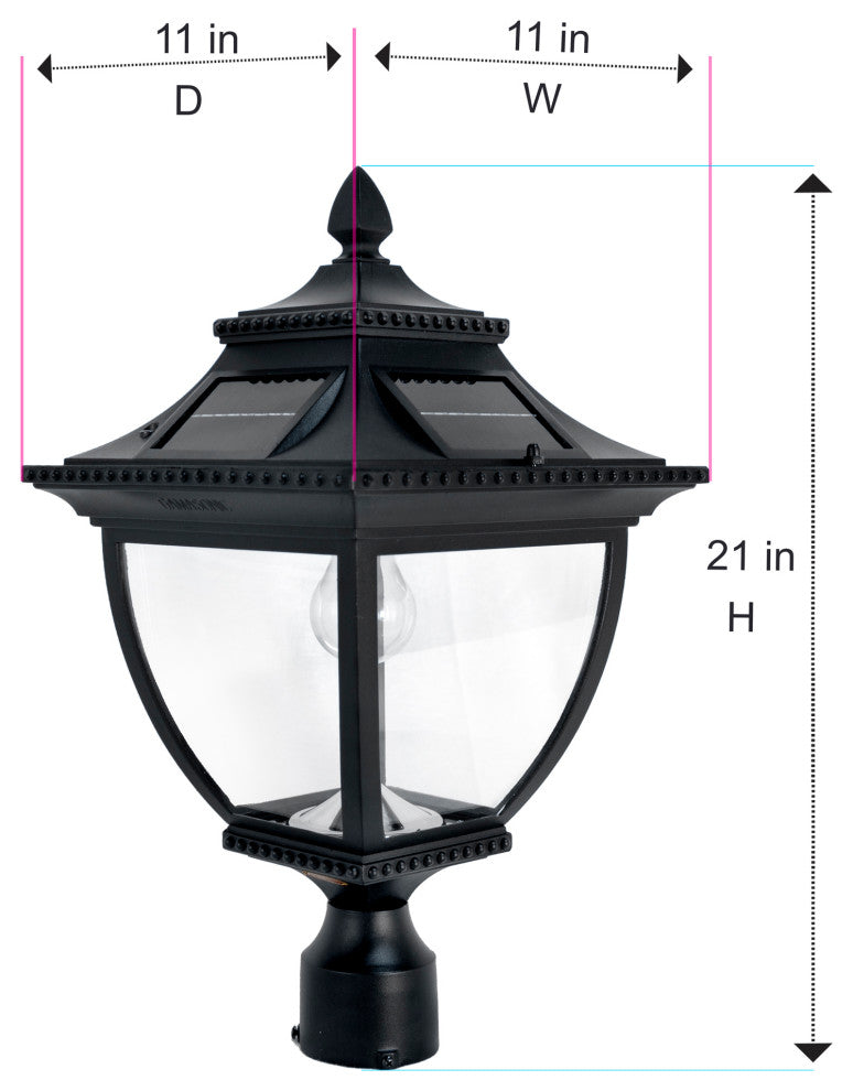 Pagoda Bulb Solar Lamp - Wall/Pier/3" Fitter Mount