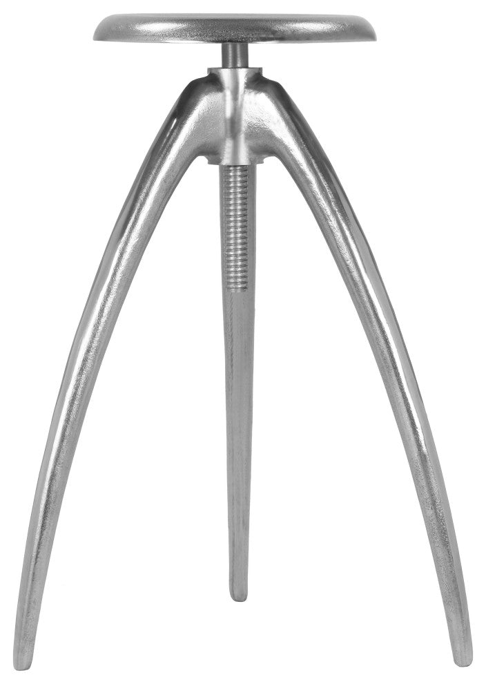 Clara Aluminum Adjustable Bar/Counter Stool, Silver
