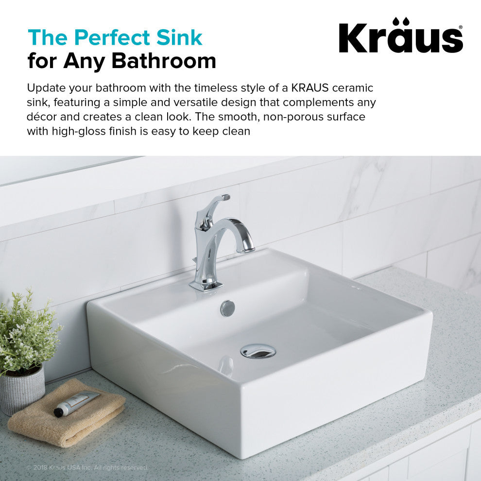 Elavo Ceramic Square Vessel White Sink