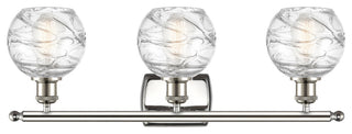 Small Deco Swirl 3-Light Bath Vanity-Light, Polished Nickel, Clear