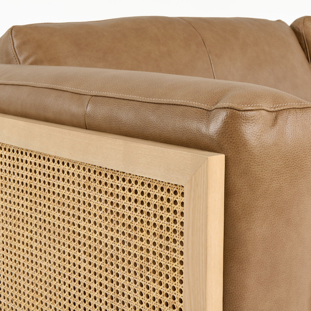 Divani Casa Danson Modern Tan Leather, Wicker Sofa