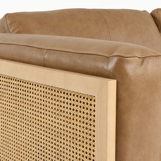 Divani Casa Danson Modern Tan Leather, Wicker Sofa