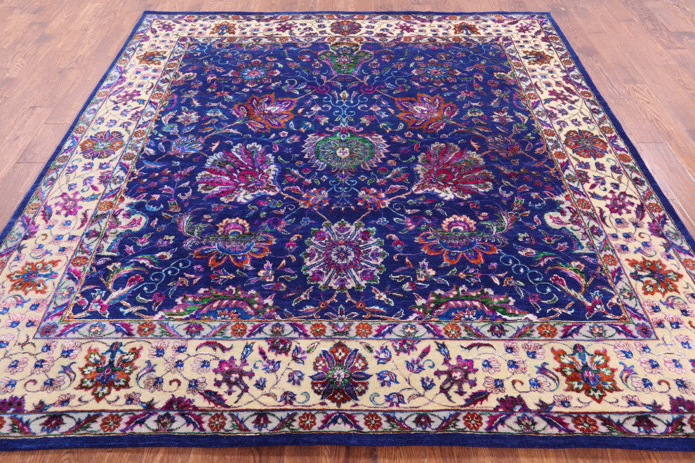 9' Square Hand Knotted Persian Wool & Silk Rug - Q13736