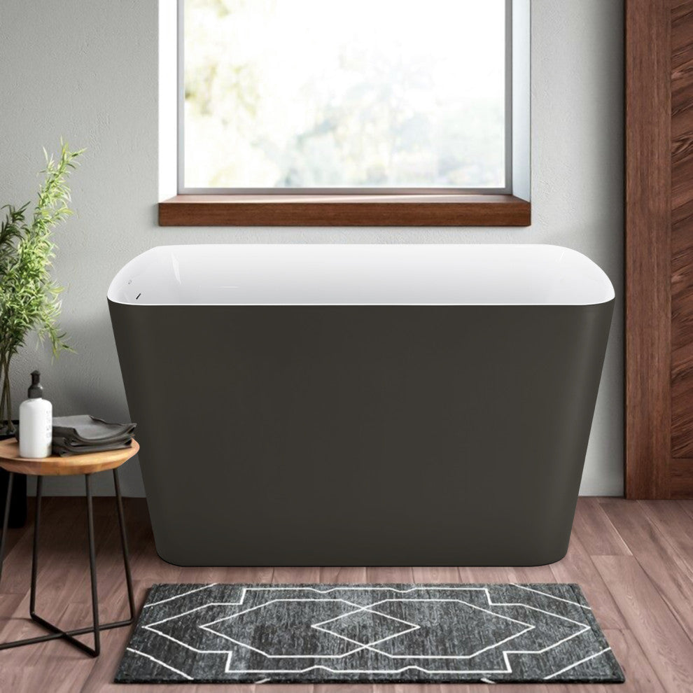 Giving Tree  47" Freestanding Full Immerse Bathtub with Seat White, Grey