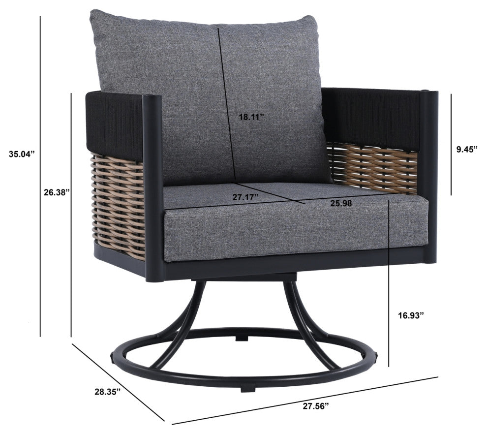 Safavieh Harrison Indoor-Outdoor Swivel Chair, Black/Grey