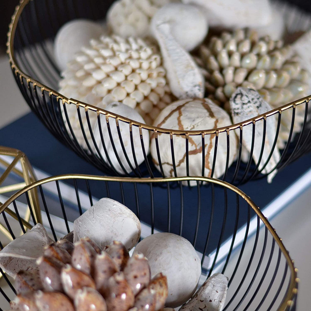 Gilt-edge Metal Petal Bowls, 11.75"