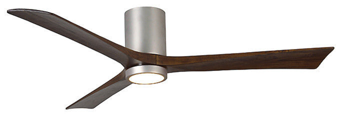 Irene-3 52" Hugger Ceiling Fan With Light, Brushed Nickel With Walnut Blades