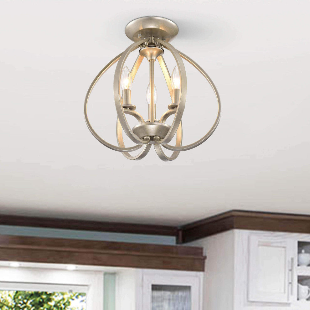 Emma Contemporary Sleek Curves Cradling Metal Flush Mount