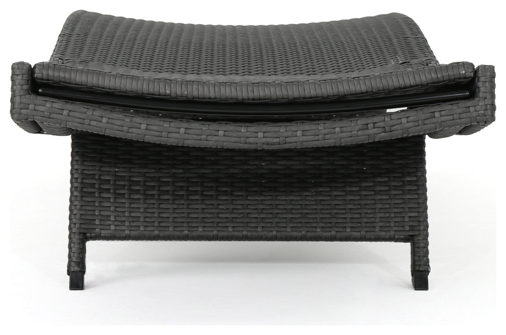 GDF Studio Soleil Outdoor Gray Wicker Arm Chaise Lounges, Set of 2