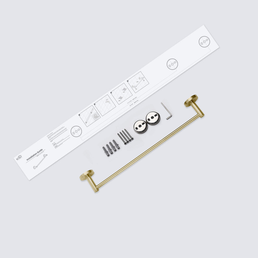 Circular Bathroom 18" Towel Bar, Brushed Gold