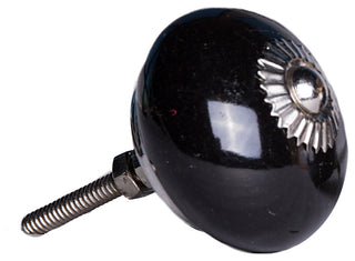 1.5" X 1.5" X 1.5" Ceramic Metal Black 12 Pack Knob