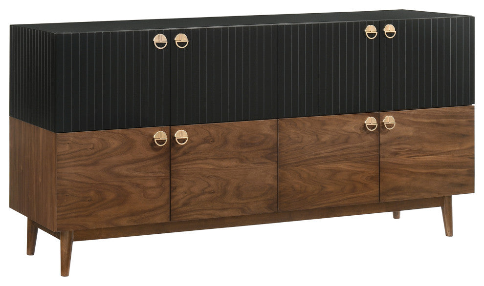 Amigo Black Veneer and Walnut Wood Buffet