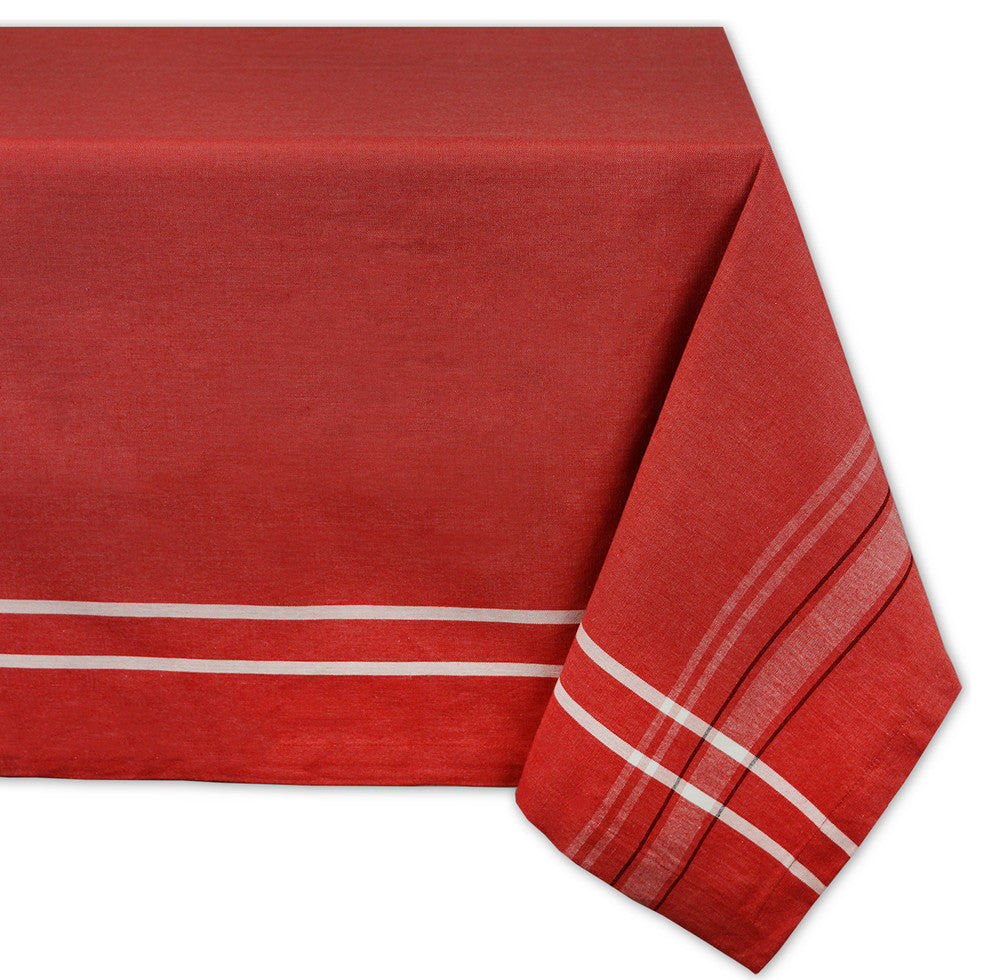 DII Tango Red French Chambray Tablecloth 60"x104"