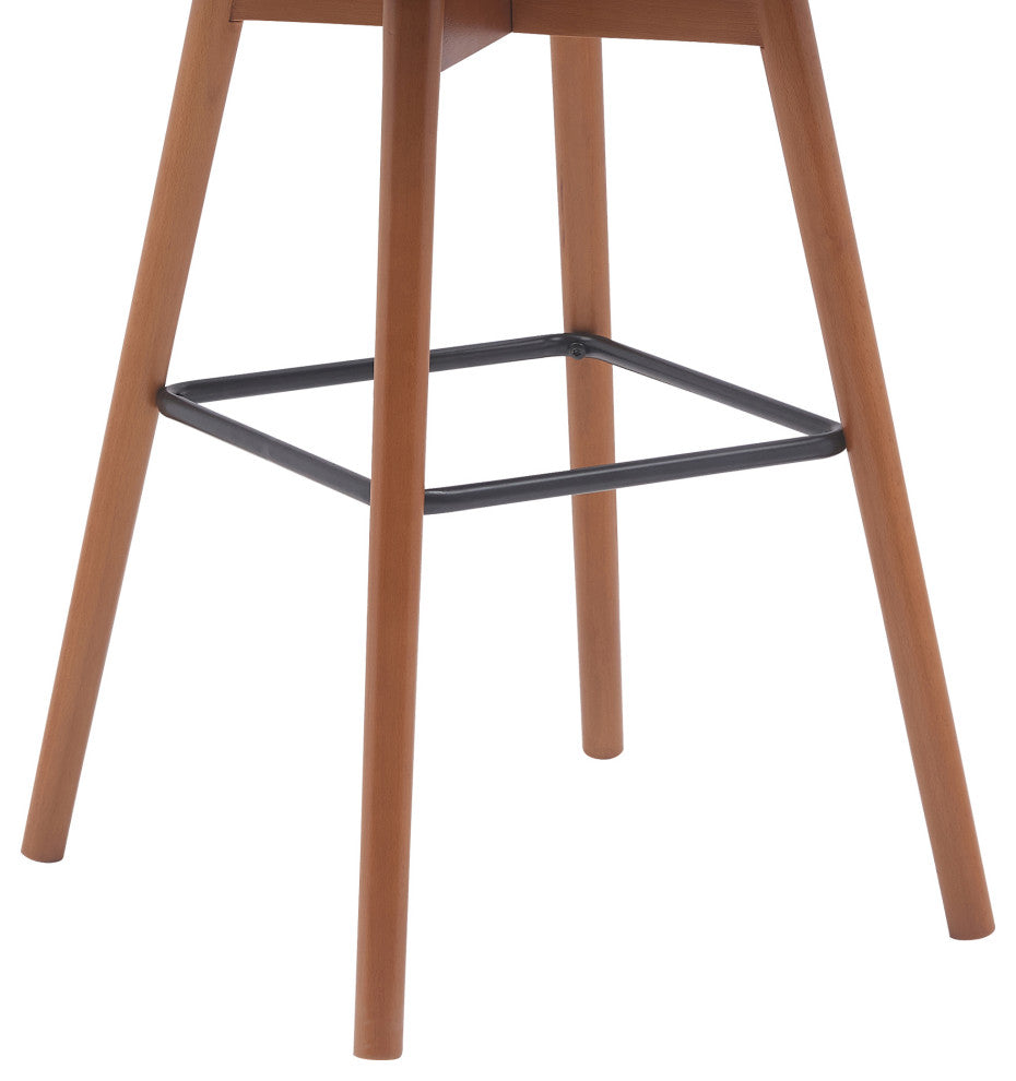 Sicily 26" Swivel Walnut Wood Counter Stool, Gray Faux Leather, 30