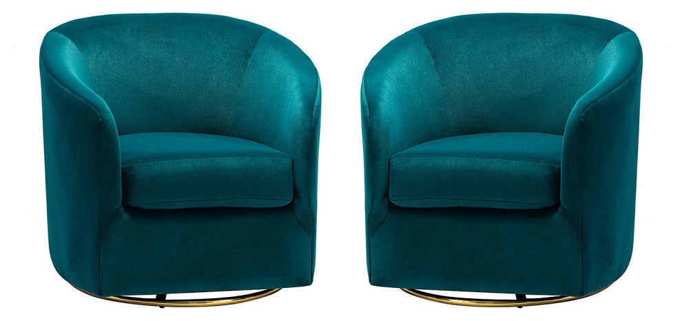 Velvet Swivel Barrel Chair, Set of 2, Teal