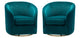 Velvet Swivel Barrel Chair, Set of 2, Teal