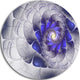 Fractal Flower Grey Blue Digital Art, Floral Round Metal Wall Art, 11"